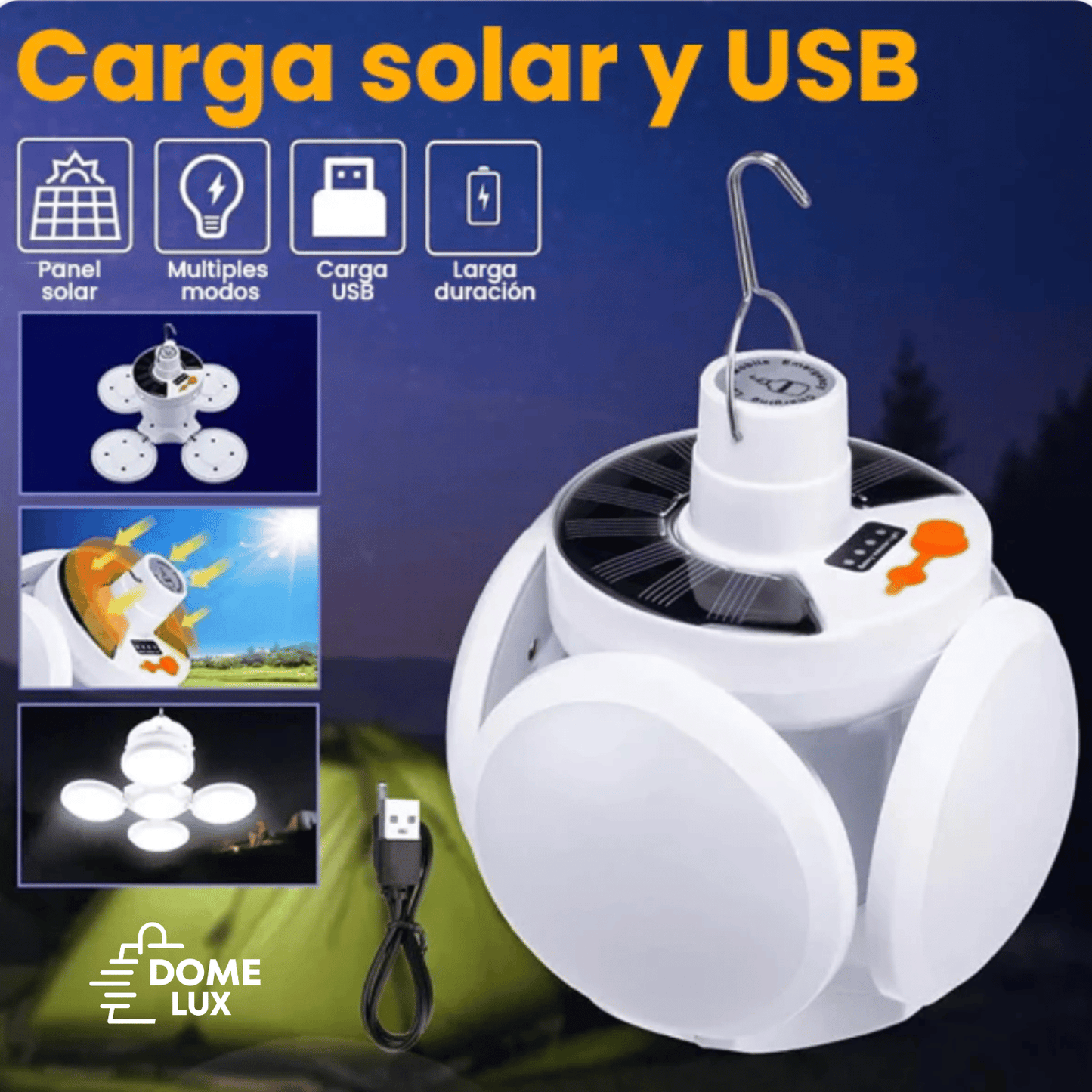 BOMBILLA LED SOLAR 4 BOMBILLOS