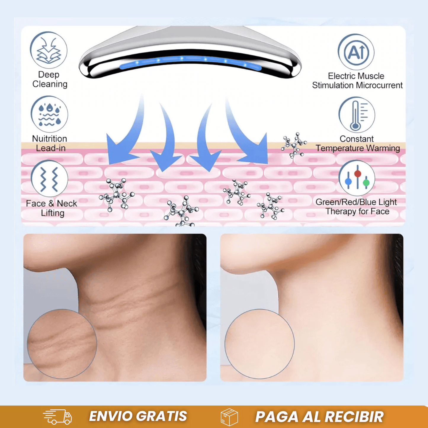 MASAJEADOR FACIAL LUZ LED